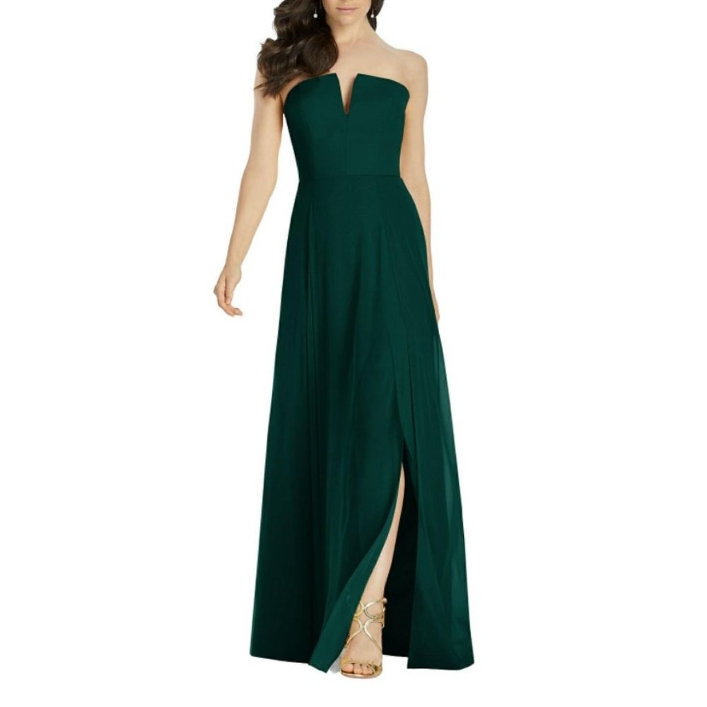 Dessy Collection Strapless Notch Crepe Gown 10  - Style No: 3041